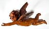 Italian Carved Wood Figure of a Winged Putto, 19thc.