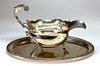 English Silver Sauce Boat and Gorham Silver Tray