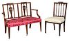 New York Federal Style Double Settee, Side Chair
