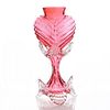 RUBY GLASS VASE WITH CLEAR LEAF ACCENTS