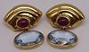 JEWELRY. Pair of Signed 18kt Gold and Colored Gem