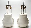 White Painted Plaster Urn Form Table Lamps, Pair