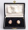 Antique 14K Yellow Gold Cameo Clip Earrings