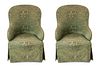 Green Upholstered Tub Chairs, Pr
