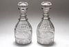 Colorless Cut Crystal Decanters, Pair