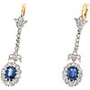 SAPPHIRES AND DIAMONDS EARRINGS. 18K YELLOW GOLD