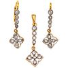 PENDANT AND EARRINGS SET WITH DIAMONDS. 18K YELLOW GOLD
