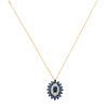 NECKLACE AND PENDANT WITH SAPPHIRES AND DIAMONDS. 14K YELLOW GOLD