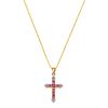 NECKLACE AND CROSS WITH RUBIES AND DIAMONDS. 14K YELLOW GOLD