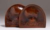 Harry Dixon Hammered Copper Acid-Etched Ship Bookends
