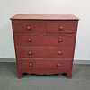 Country Red-painted Pine Chest of Drawers