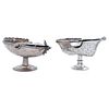 PAIR OF INCENSE BOATS (NAVETAS) MEXICO, 18th century. Silver. With location seal.