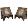 PAIR OF LECTERNS. MEXICO, 20th Century. In golden and polychromed wood with satin cloth on back.