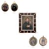 LOT OF THREE RELIQUARIES. MEX, 18th-19th Century. Eglomise, oil on copper plaques and gouache on gutta-percha. Various medallions