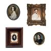 LOT OF FOUR MINIATURE PORTRAITS. GERMANY, FRANCE & MEXICO, 19th Century. Gouache on gutta-percha and ivory plaque