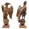 PAIR OF SIDE DECORATIONS. MEXICO, 20th Century. Carved, golden wood in the shape of eagles.