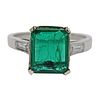 Platinum 3.57ct Emerald Diamond Ring 