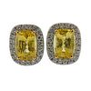 Oscar Heyman 15ctw Yellow Sapphire Diamond Platinum Earrings 