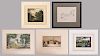 A Collection of Four Colored Lithographs and Etchings by Various Artists,
