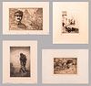 A Group of Four Etchings by Various Artists, 19th/20th Century,