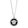 Versace Platinum 18k Gold Diamond Enamel Medusa Pendant Necklace 