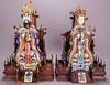 A Pair of Chinese Cloisonné, Rosewood and Faux Ivory Emperor and Empress, 20th Century.