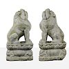 A Pair of Chinese Carved Marble Lions, 20th Century.