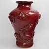 Chinese Dragon Motif Red Vase