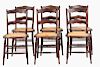 A Set of Six Victorian Oak Side Chairs with Caned Seats, 20th Century.