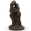 Signed Bronze Kissing Couple Sculpture