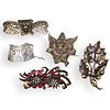 (5 Pc) Sterling Silver Brooches/Pins