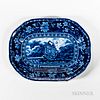 Small Staffordshire Historical Blue Transfer-decorated Arms of Massachusetts Platter