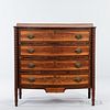 Birch and Flame Birch and Mahogany Veneer Inlaid Bow-front Chest of Drawers