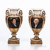 Pair of Porcelain Vases Depicting George Washington and the Marquis de Lafayette