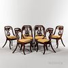 Set of Eight Mahogany Veneer Lyre-back Dining Chairs