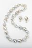 14K WHITE GOLD AND BAROQUE PEARL NECKLACE