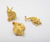 GROUP OF THREE 18K GOLD BROOCHES