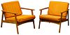 Danish Modern Style Walnut Lounge Chairs