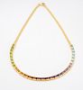 18K GOLD AND COLORED STONE NECKLACE