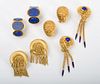 TWO PAIRS OF 18K GOLD AND LAPIS LAZULI EARCLIPS
