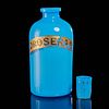 Large blue opaline glass apothecary jar & cup
