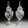 Pair large cut glass apothecary display urns