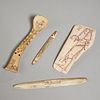 (4) antique Native American bone implements