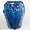 Chinese blue flambe glazed stoneware garden seat