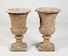 PAIR OF NEOCLASSICAL STYLE CAST-STONE GARDEN URNS