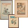Japanese School, (3) woodblock prints