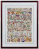 James Rizzi (American, 1950-2011) 'Women Who Work Out' Serigraph with Collage