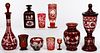 Czech Etched Red Glass Assortment