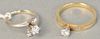 Two 14k yellow and white gold diamond rings, each approximately .20 cts each, 5.1 gr.
