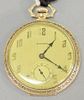 14k gold Hamilton open face pocket watch, 44.2mm, total weight 1.9 t.oz.